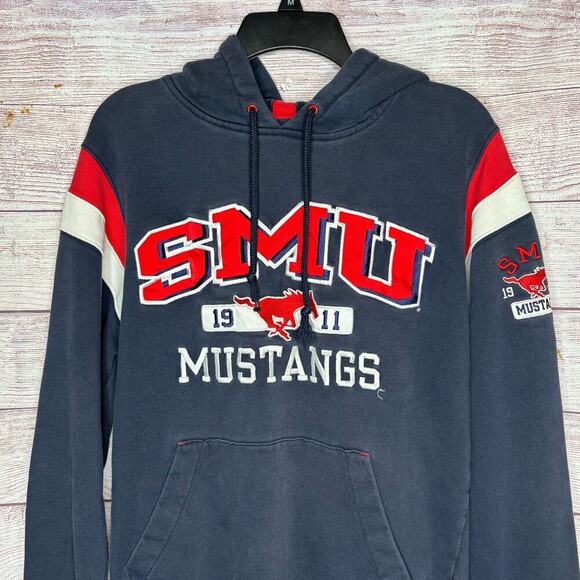 Champion SMU Mustangs College Navy Embroidered Pullover Hoodie Size Small - Picture 4 of 12